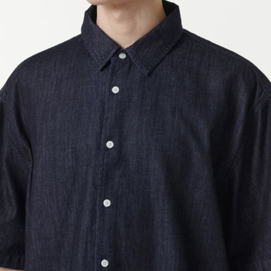 Relaxed Short Sleeve Denim Shirt [Deep Indigo]