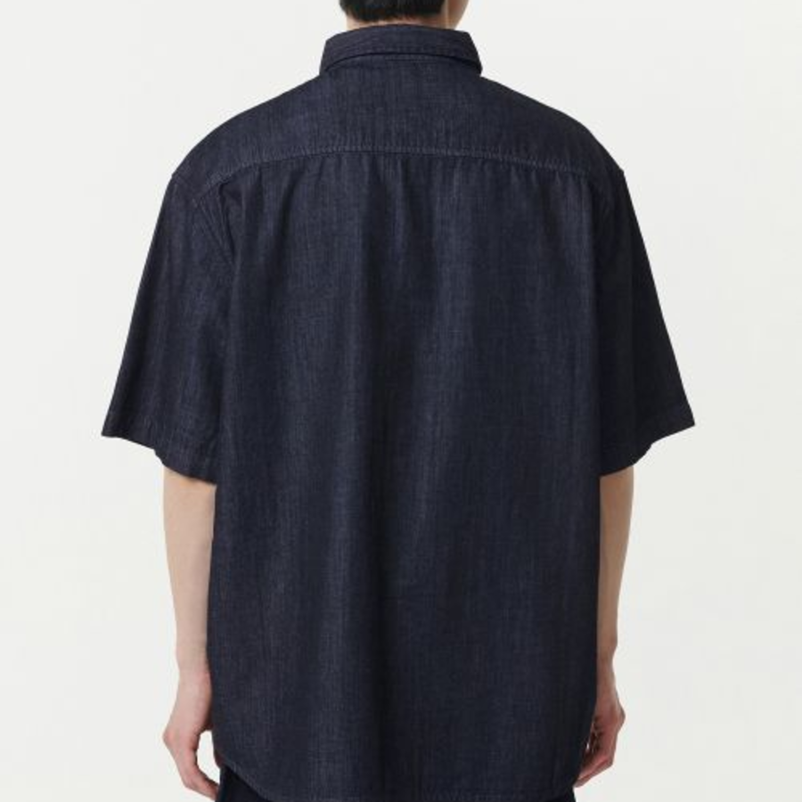 Relaxed Short Sleeve Denim Shirt [Deep Indigo]