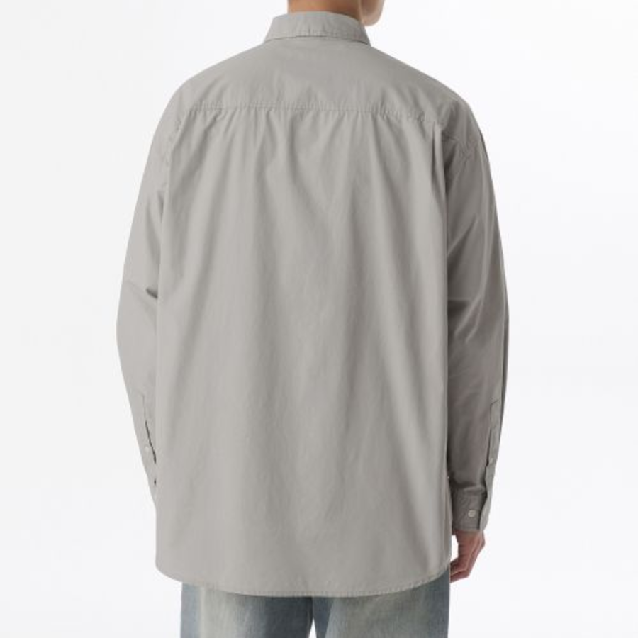 Oversized Washed Poplin Shirt [Light Warm Grey]
