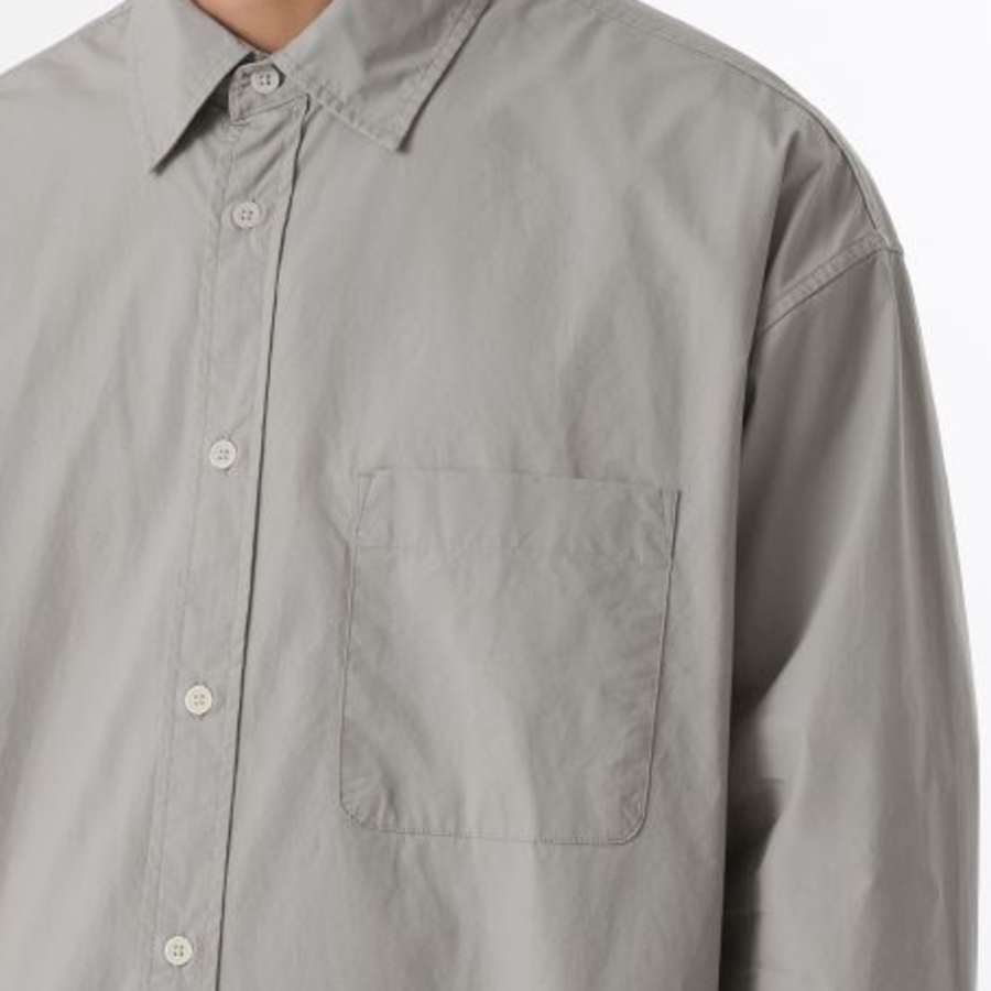 Oversized Washed Poplin Shirt [Light Warm Grey]