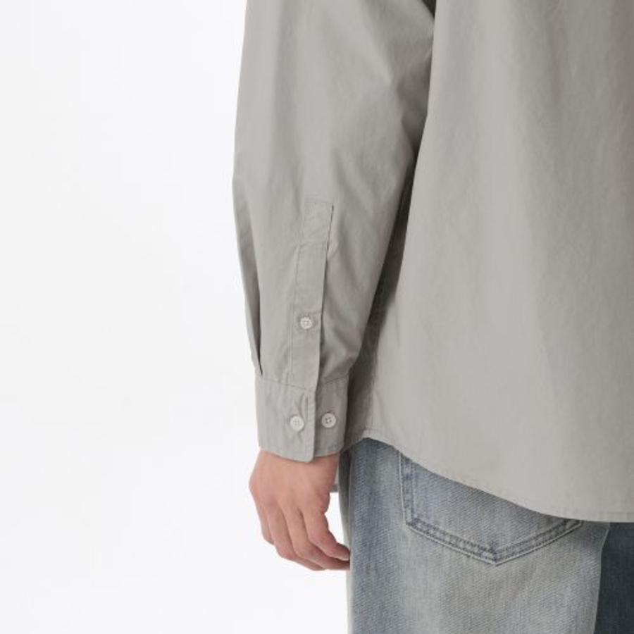 Oversized Washed Poplin Shirt [Light Warm Grey]