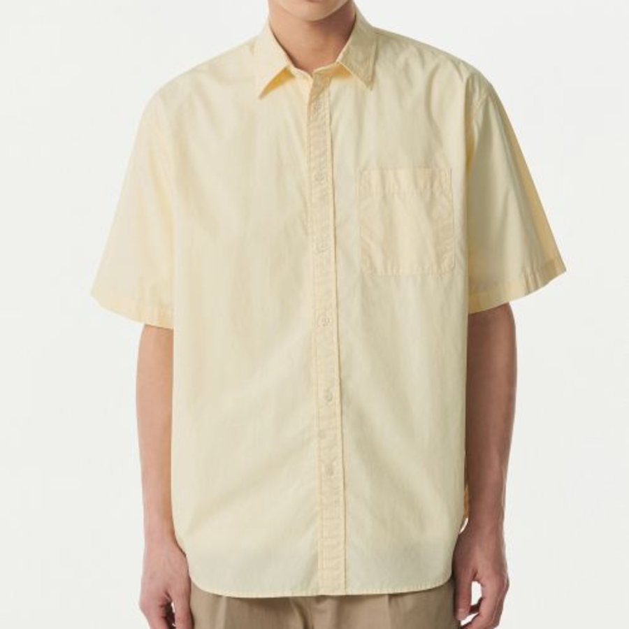 Relaxed Washed Poplin Short Sleeve Shirt [Lemon]