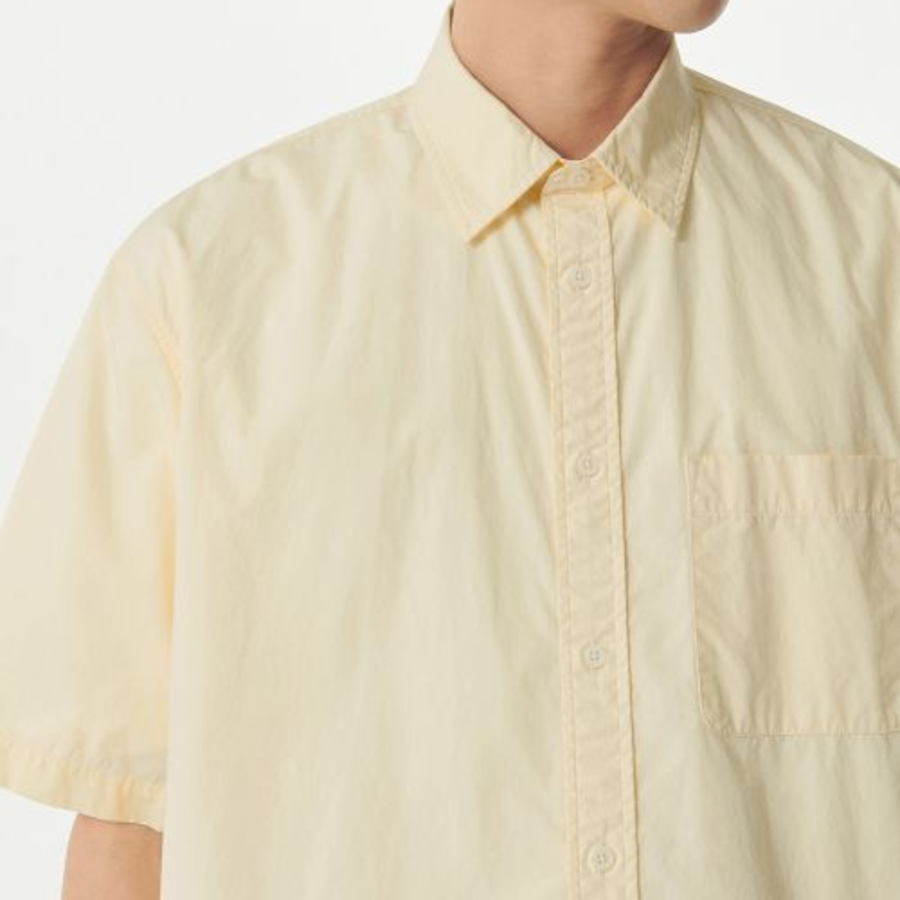 Relaxed Washed Poplin Short Sleeve Shirt [Lemon]
