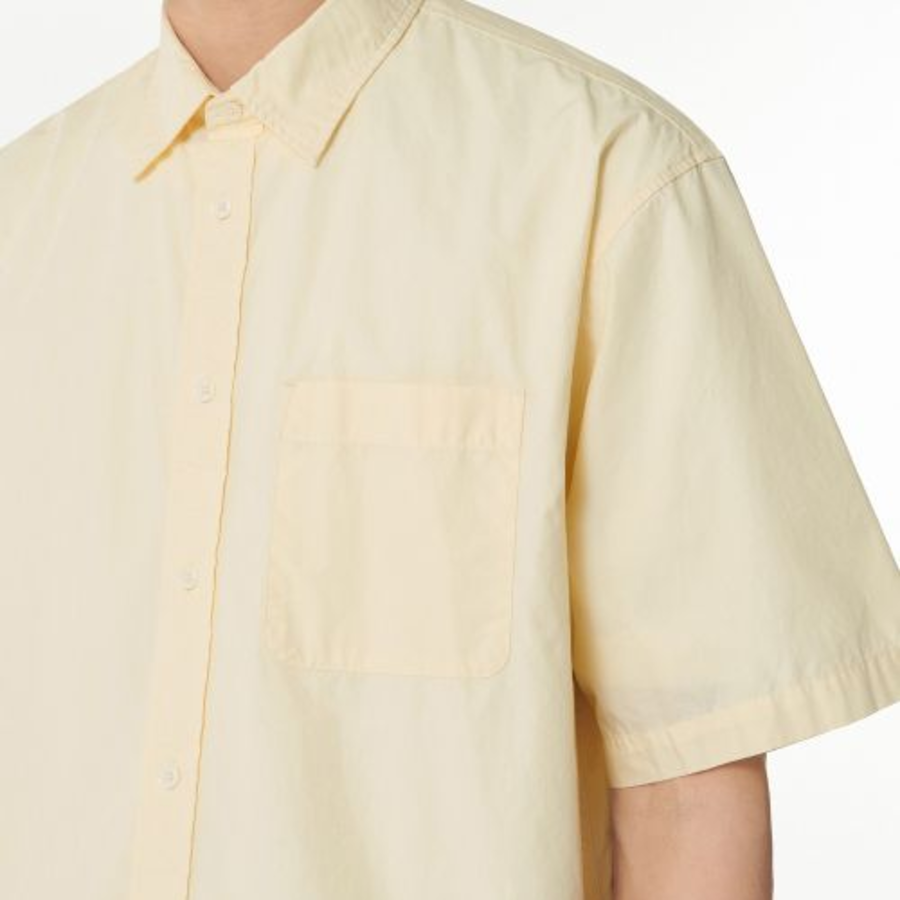 Relaxed Washed Poplin Short Sleeve Shirt [Lemon]