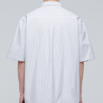 Striped Oversized Oxford Short Sleeve Shirt [Gray Stripe]