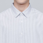 Striped Oversized Oxford Short Sleeve Shirt [Gray Stripe]