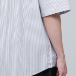 Striped Oversized Oxford Short Sleeve Shirt [Gray Stripe]