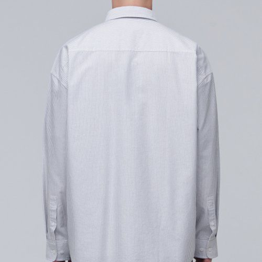 Striped Oversized Oxford Shirt [Gray Stripe]