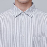 Striped Oversized Oxford Shirt [Gray Stripe]