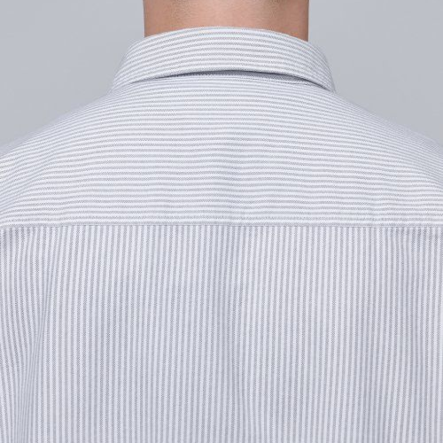Striped Oversized Oxford Shirt [Gray Stripe]