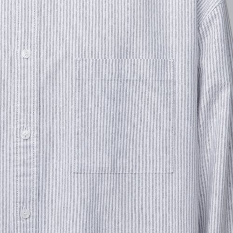 Striped Oversized Oxford Shirt [Gray Stripe]