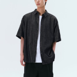 Relaxed Short Sleeve Denim Shirt [Black]