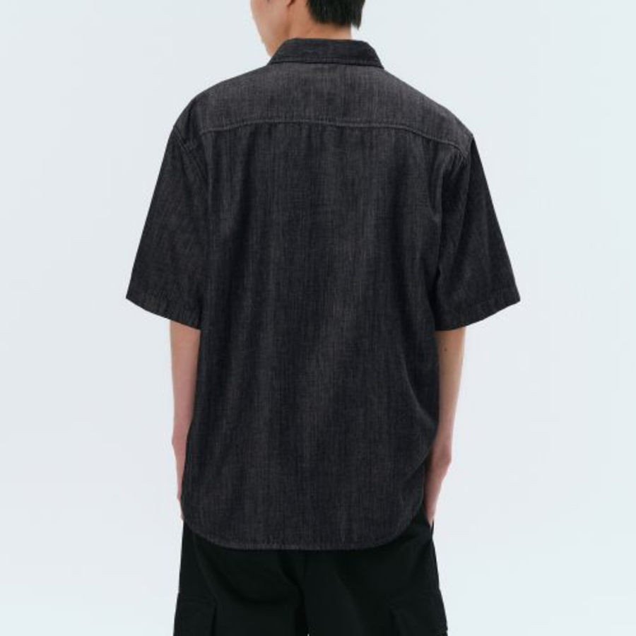 Relaxed Short Sleeve Denim Shirt [Black]