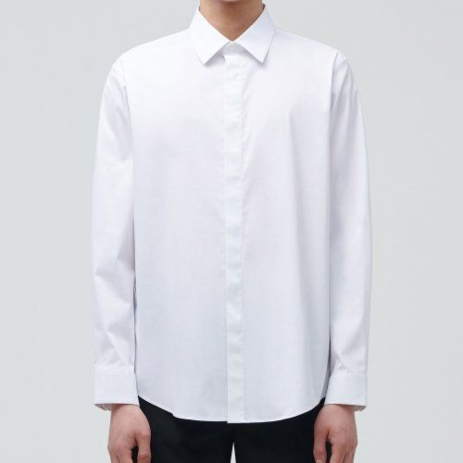 Hidden Button Dress Shirt [White]