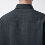 Relaxed Linen-Like Short Sleeve Shirt [Dark Gray]