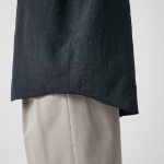 Relaxed Linen-Like Short Sleeve Shirt [Dark Gray]