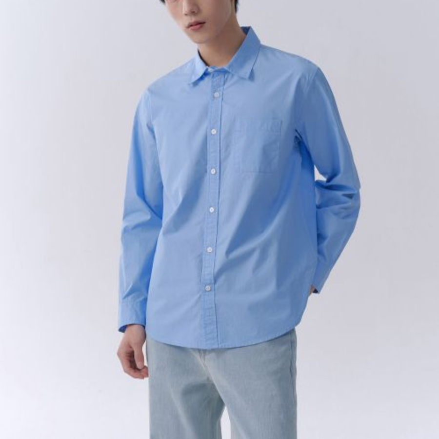 Basic Washed Poplin Shirt [Socks Blue]