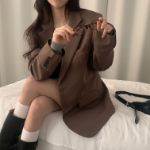 Nuts Two-Button Collar Oversized Jacket/Blazer