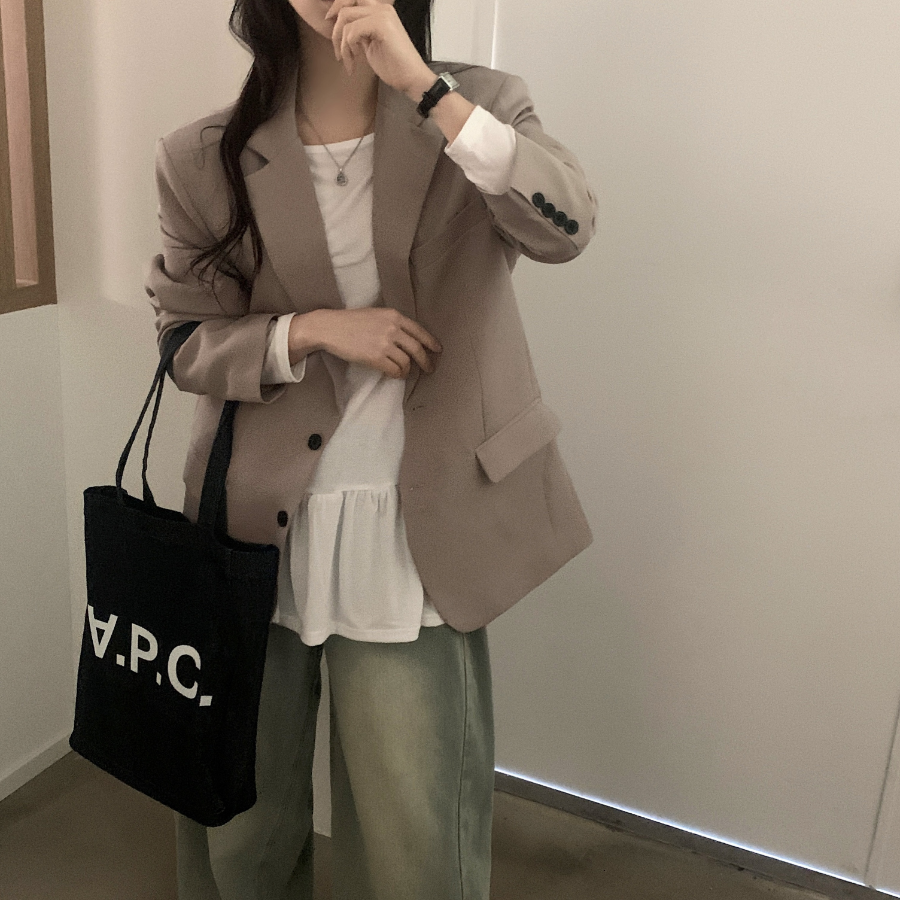 Nuts Two-Button Collar Oversized Jacket/Blazer