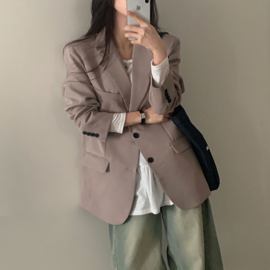 Nuts Two-Button Collar Oversized Jacket/Blazer