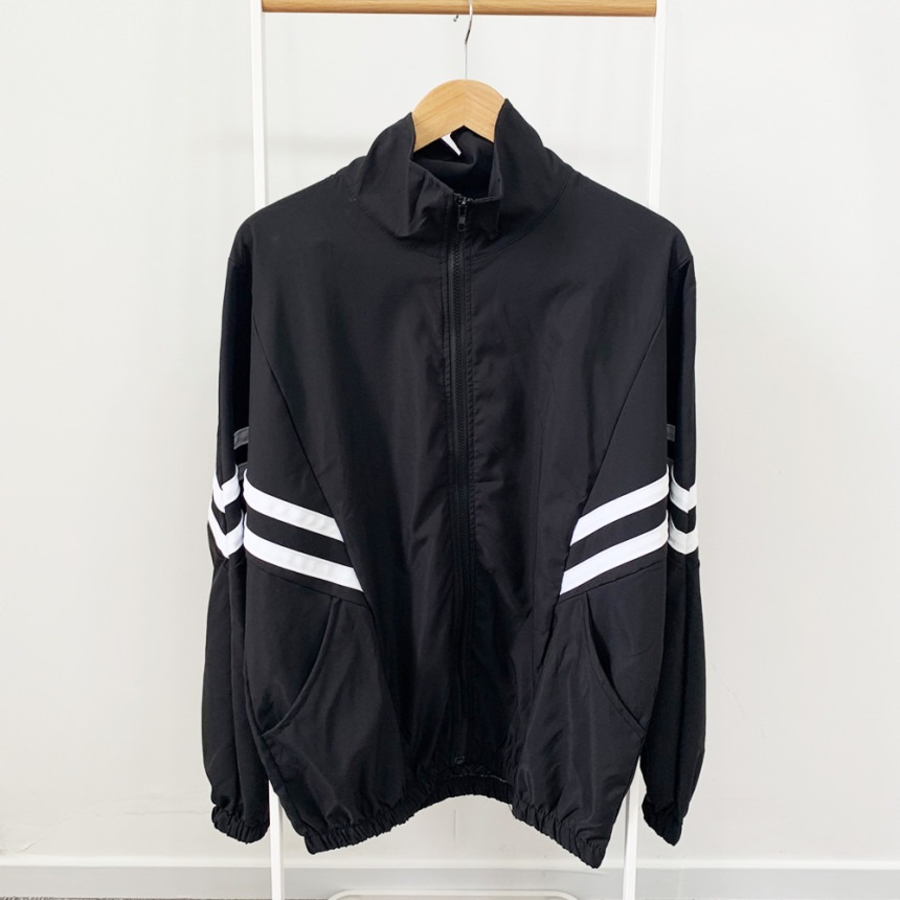 Unisex Double-Stripe Lightweight Anorak Zip-Up