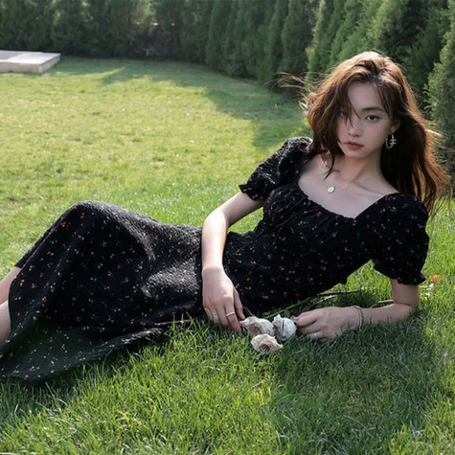 Летнее платье с пышными рукавами