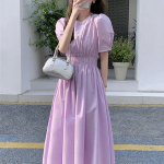 Свободный размер-Фиолетовый-Макси-платье