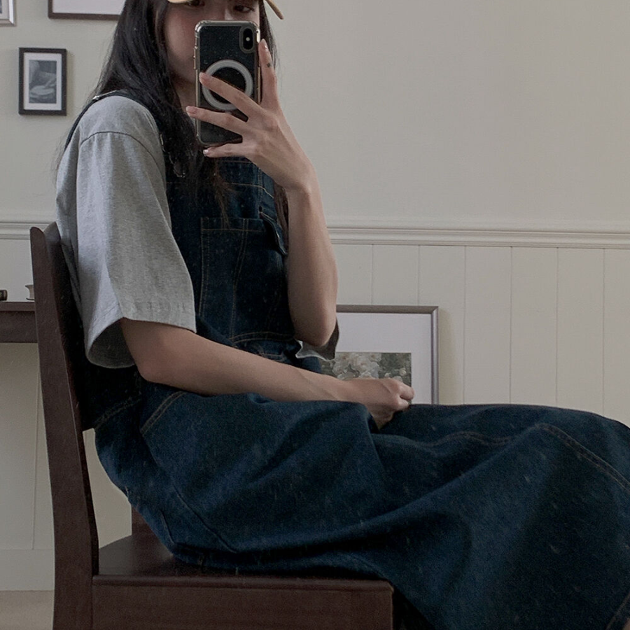 Джинсовый сарафан с лямками