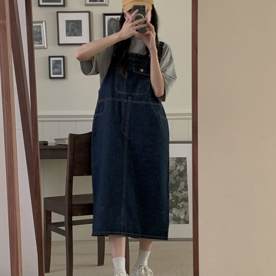 Джинсовый сарафан с лямками