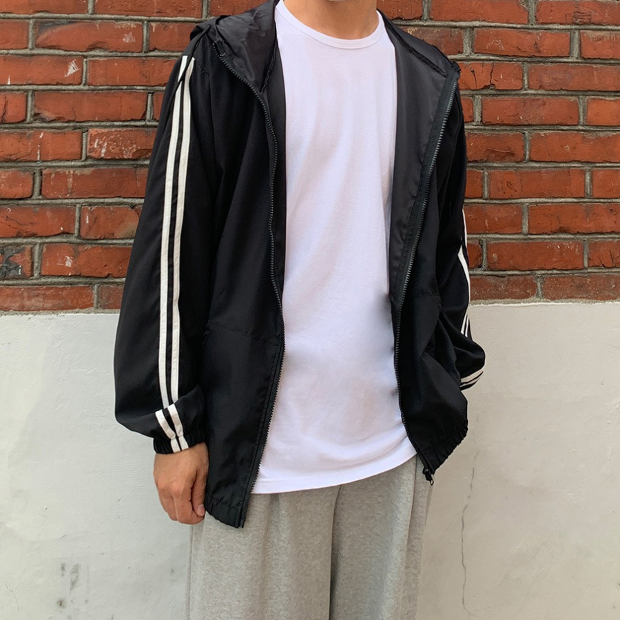 Two-Tone Line Hooded Anorak – Windbreaker Jacket