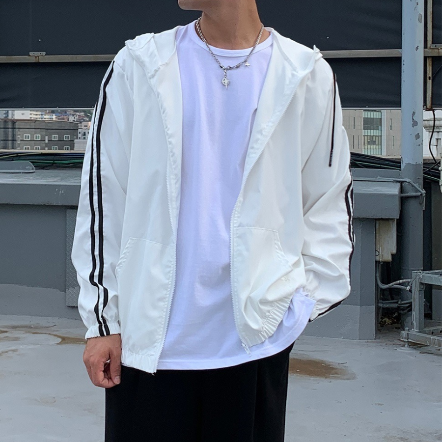 Two-Tone Line Hooded Anorak – Windbreaker Jacket