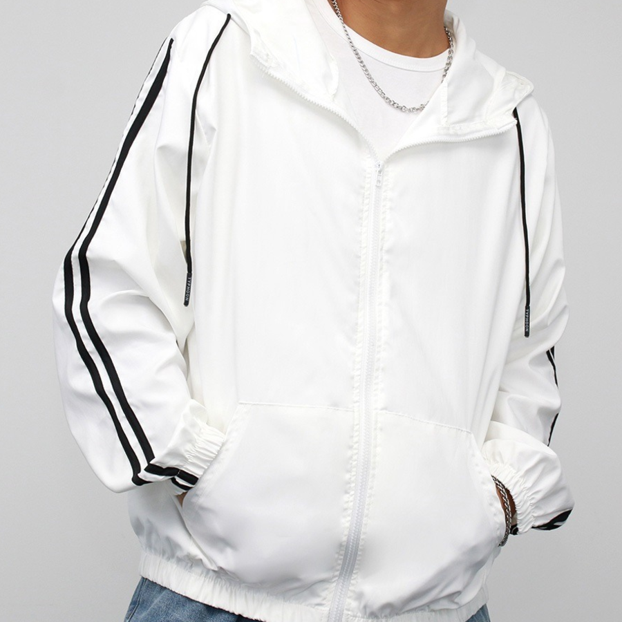 Two-Tone Line Hooded Anorak – Windbreaker Jacket