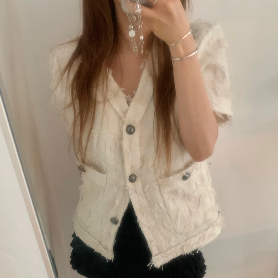 Fromb Tweed Short-Sleeve Jacket