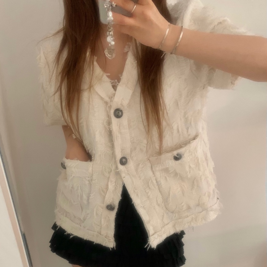 Fromb Tweed Short-Sleeve Jacket