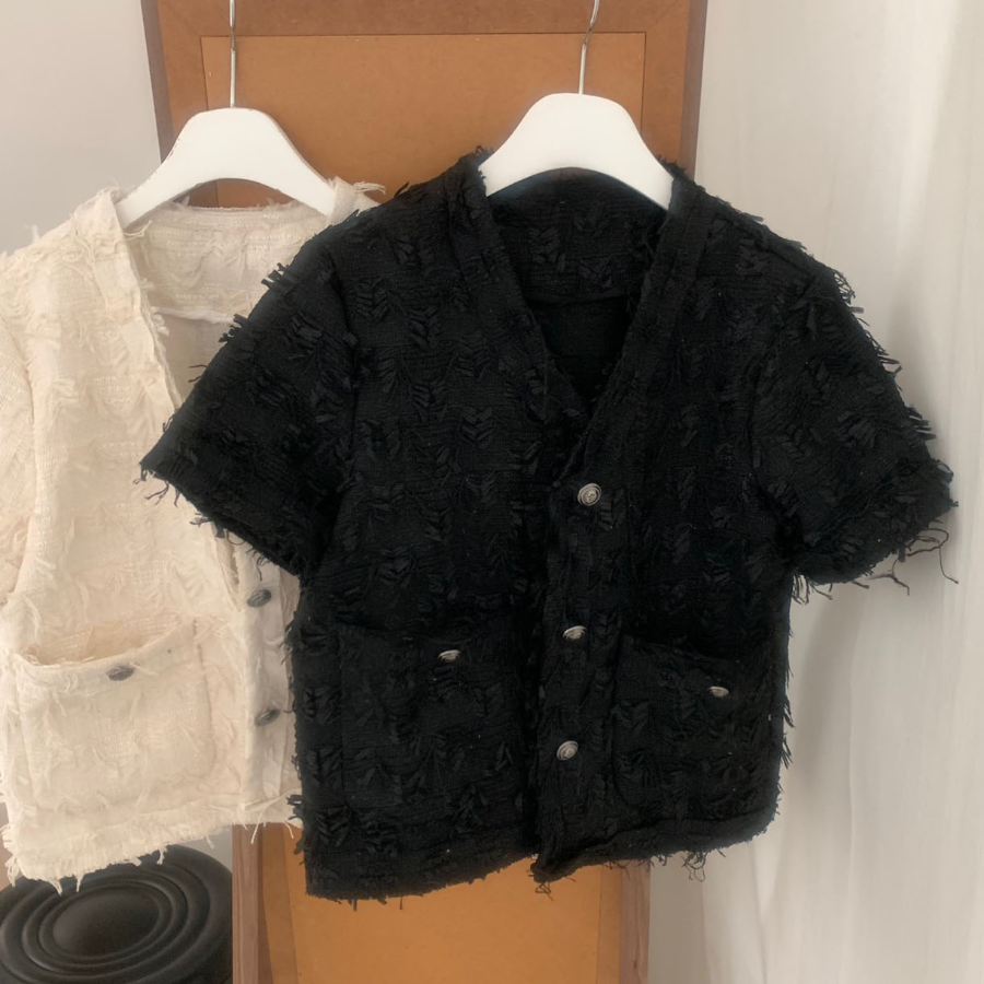 Fromb Tweed Short-Sleeve Jacket