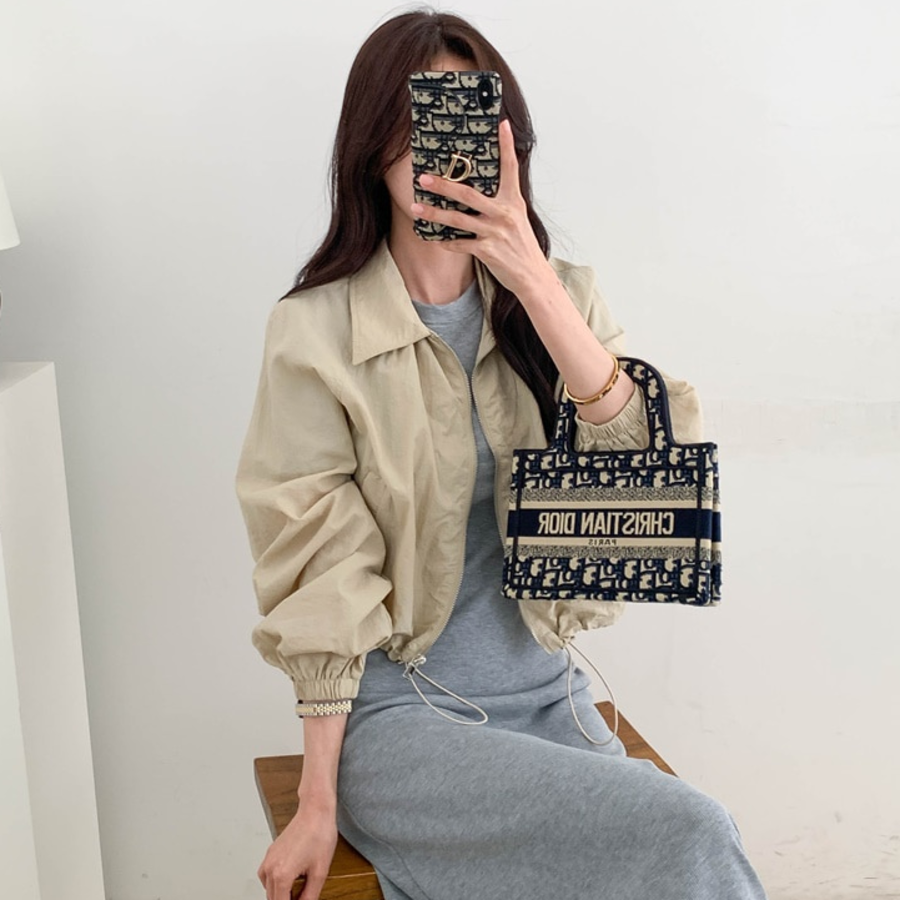 String Crop Windbreaker Field Jacket