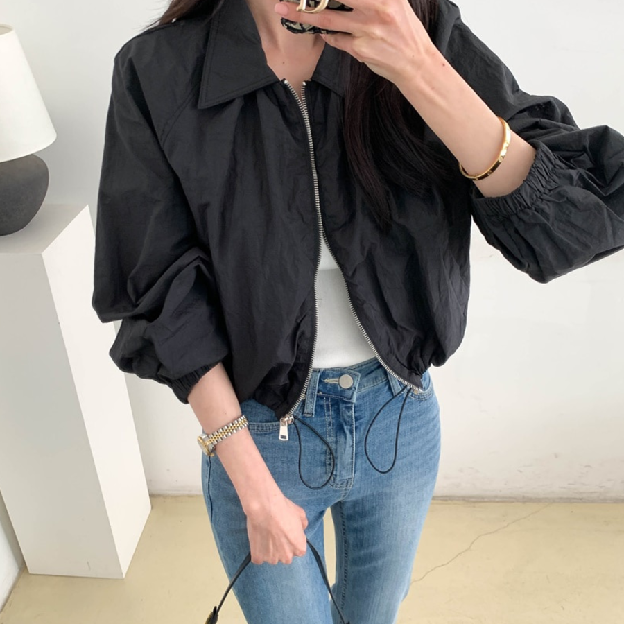 String Crop Windbreaker Field Jacket