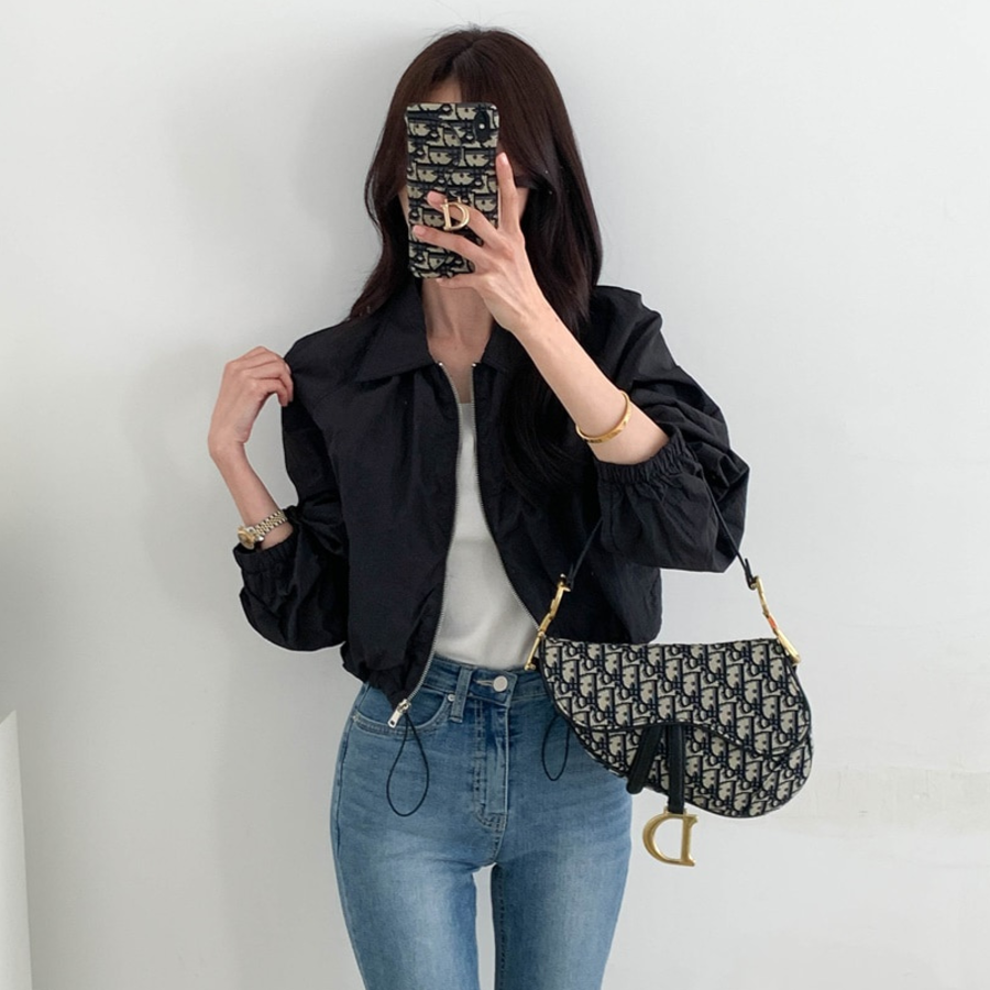 String Crop Windbreaker Field Jacket