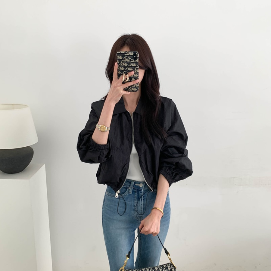 String Crop Windbreaker Field Jacket