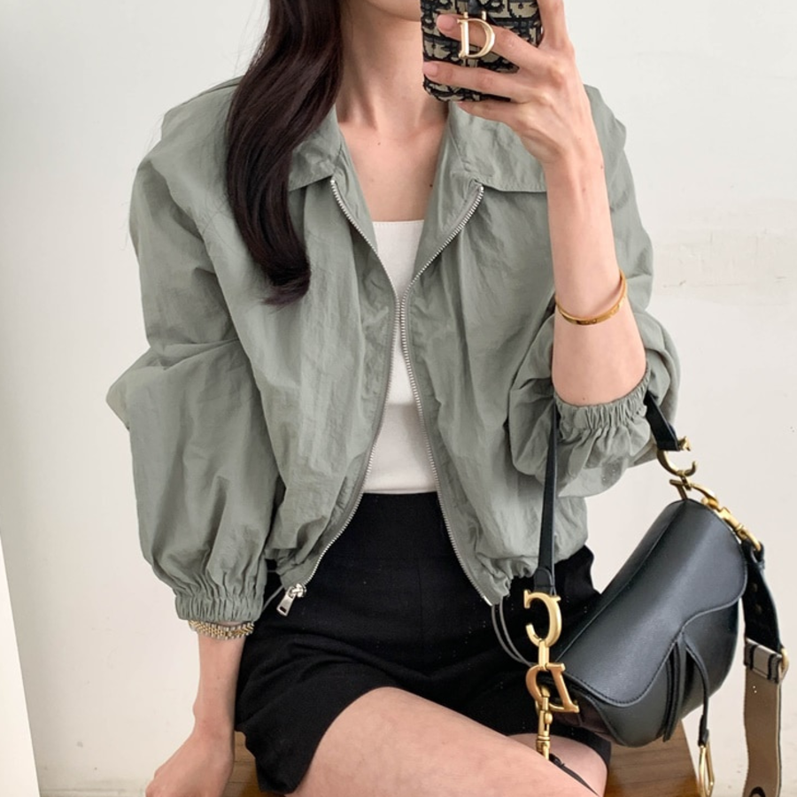 String Crop Windbreaker Field Jacket