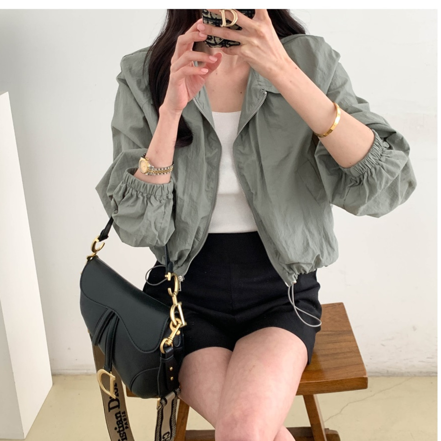 String Crop Windbreaker Field Jacket