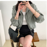 String Crop Windbreaker Field Jacket