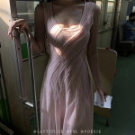 Длинное платье с кружевом и асимметричным кроем