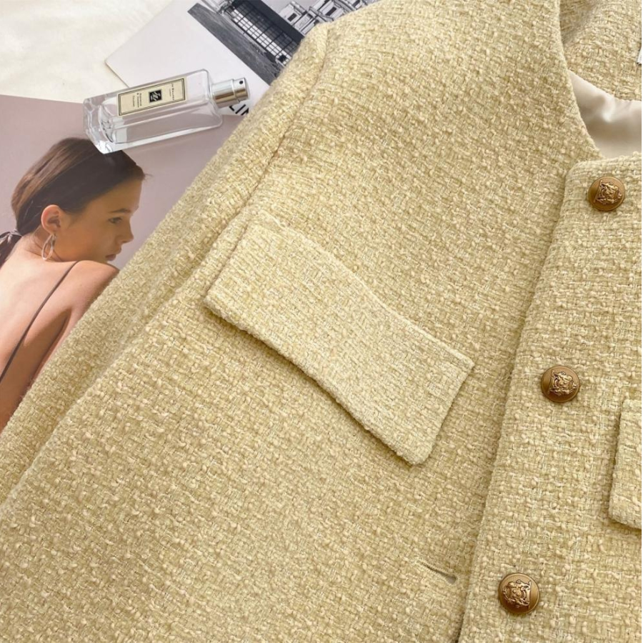 Parts No-Collar Tweed Jacket