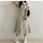 Лёгкое платье из нейлона с задним бантом и карманами