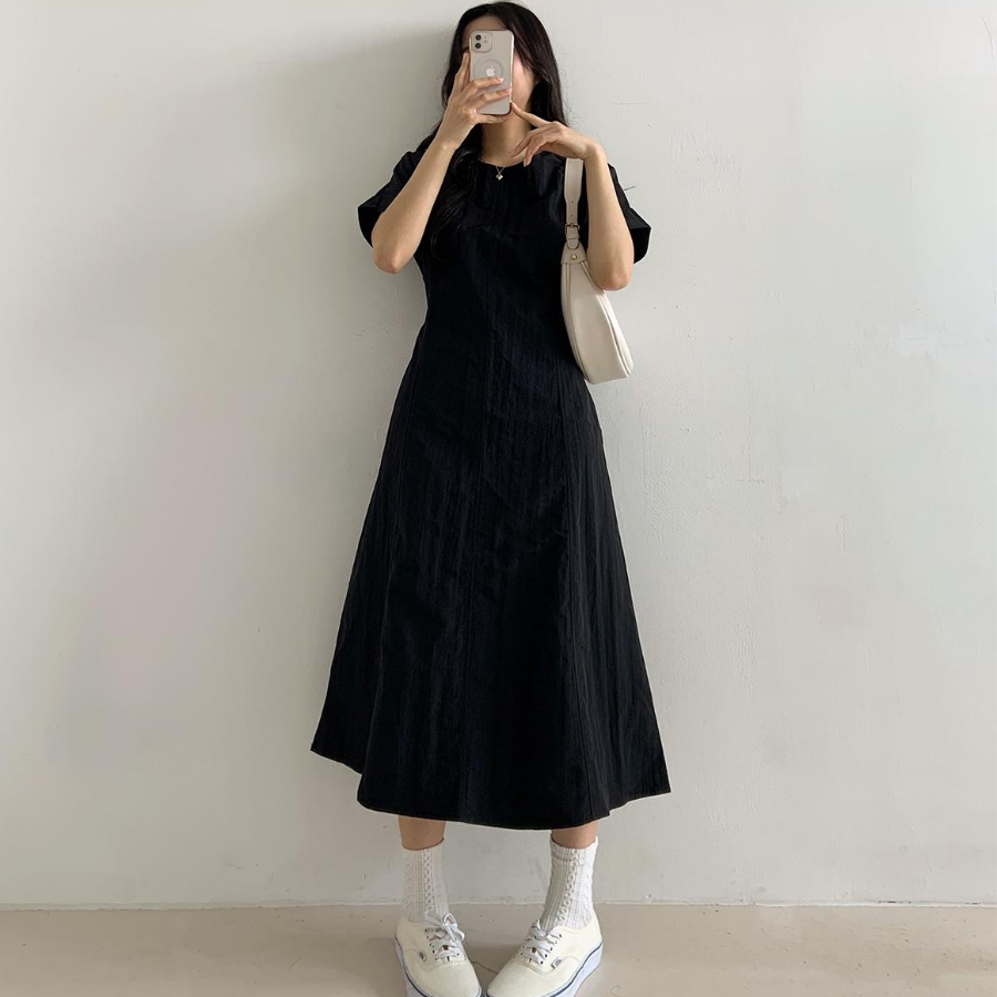 Лёгкое платье из нейлона с задним бантом и карманами