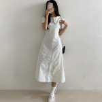 Свободный размер-Слоновая кость-Миди-платье