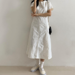 Лёгкое платье из нейлона с задним бантом и карманами