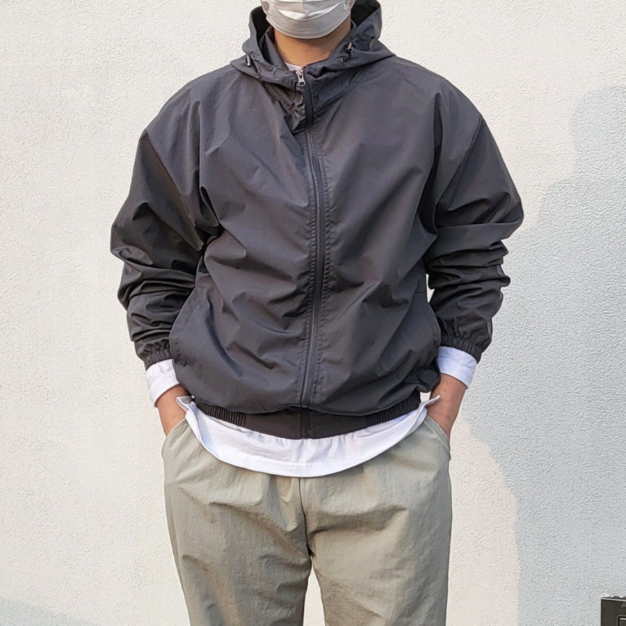 Gorpcore Oversized Nylon Hooded Windbreaker – Lightweight Zip-Up Jacket