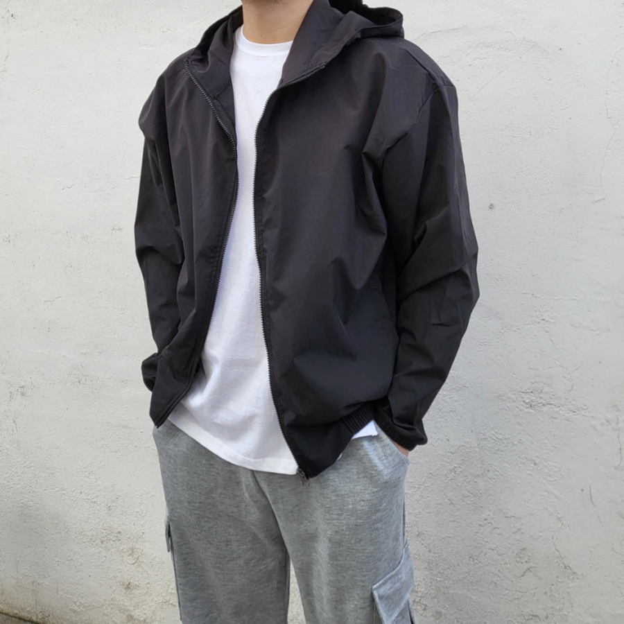 Gorpcore Oversized Nylon Hooded Windbreaker – Lightweight Zip-Up Jacket